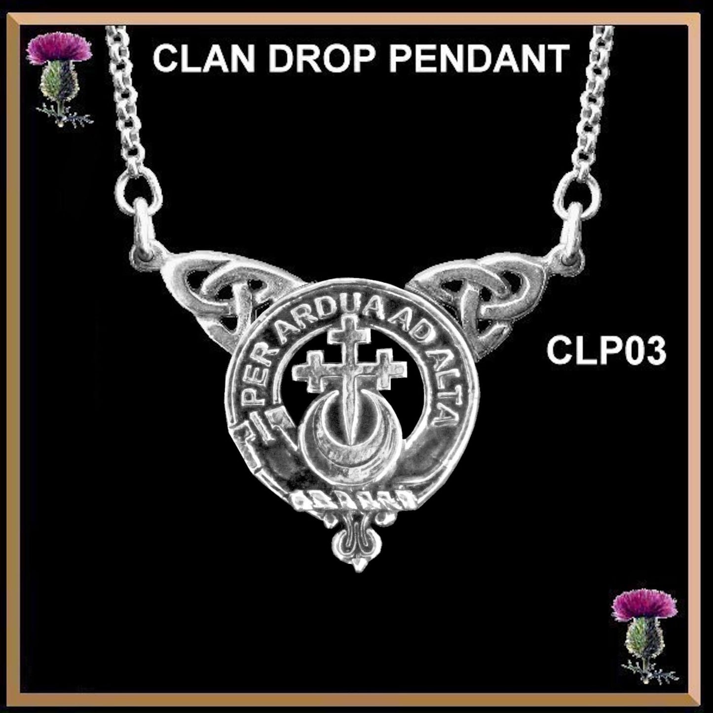 Hannay Clan Crest Double Drop Pendant