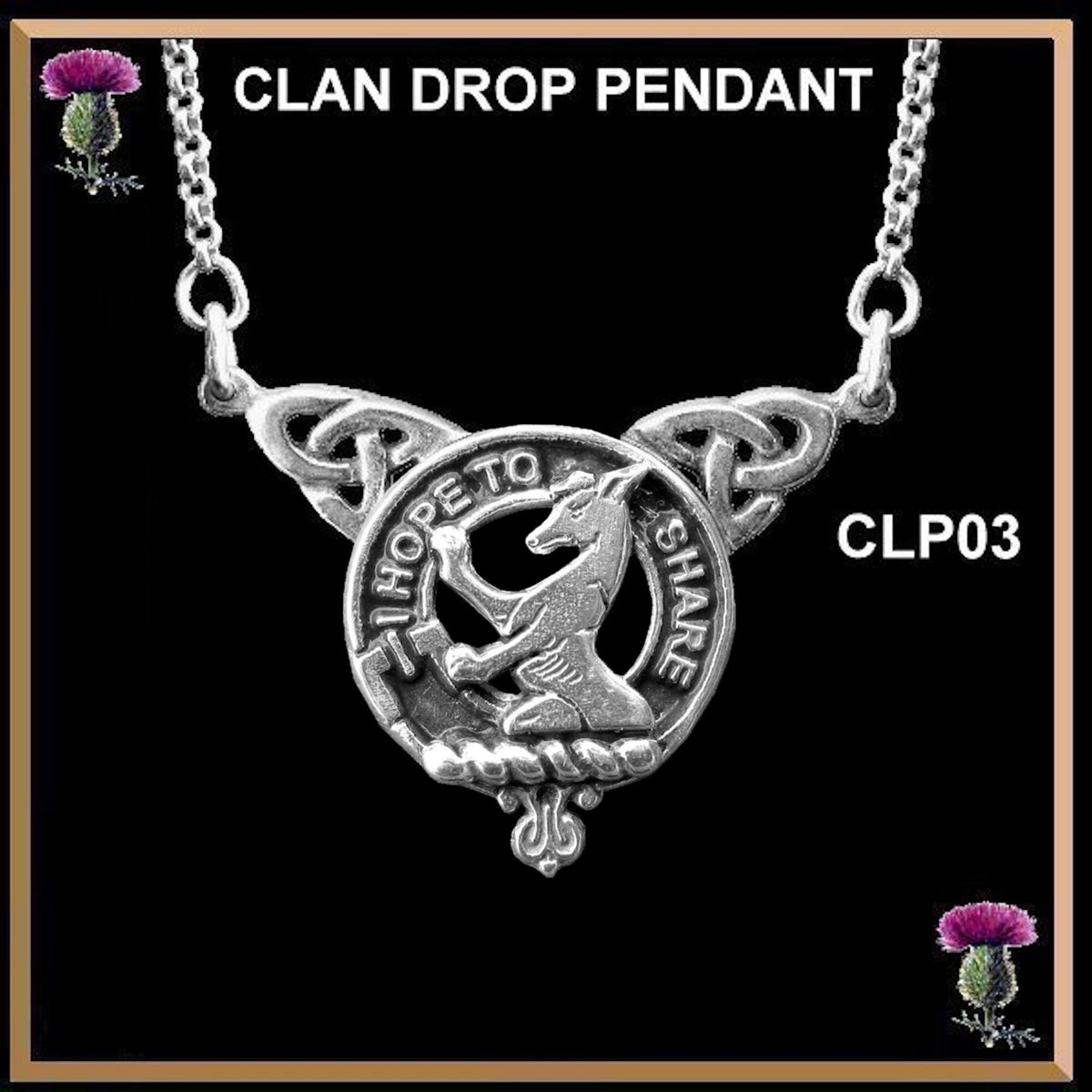 Riddell Clan Crest Double Drop Pendant ~ CLP03 – Celtic Empire