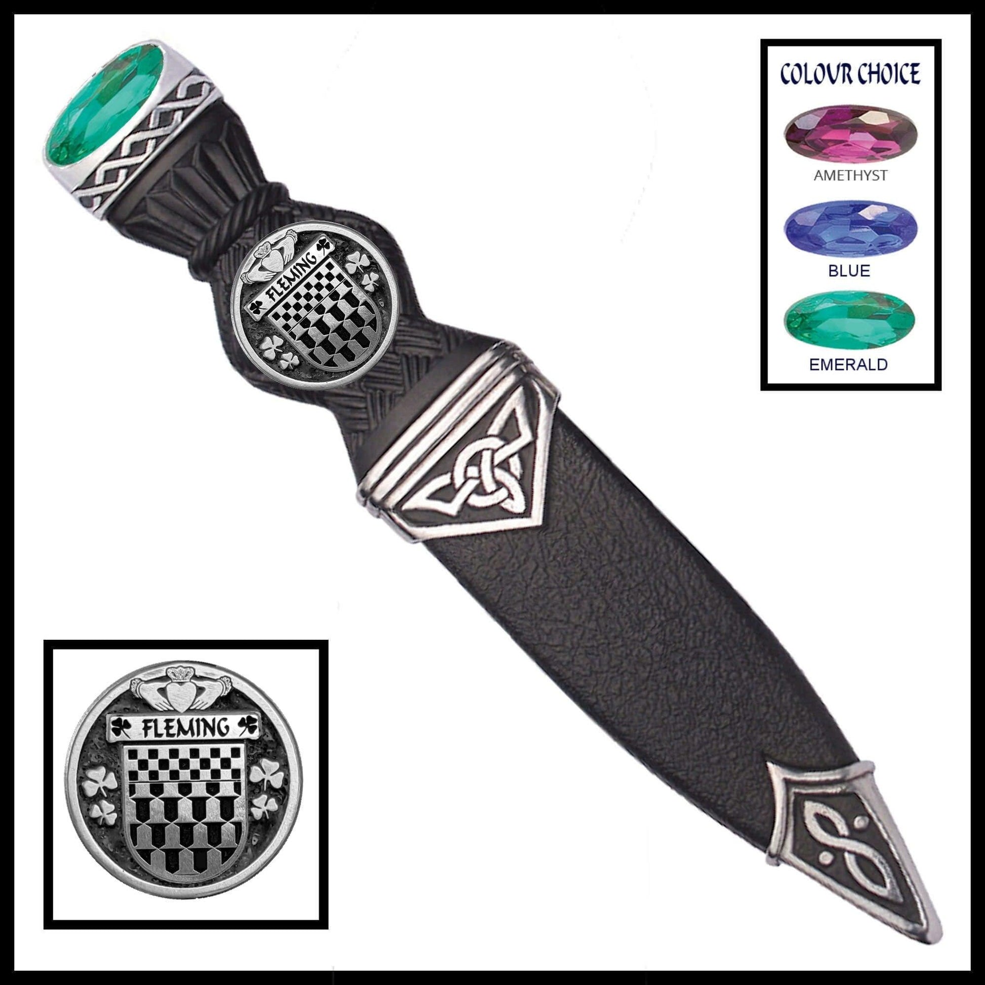 Fleming Interlace Irish Disk Coat of Arms Sgian Dubh, Irish Knife ~ ISDCO