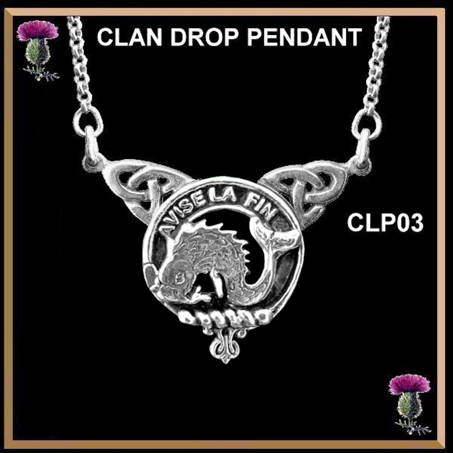 Kennedy Clan Crest Double Drop Pendant