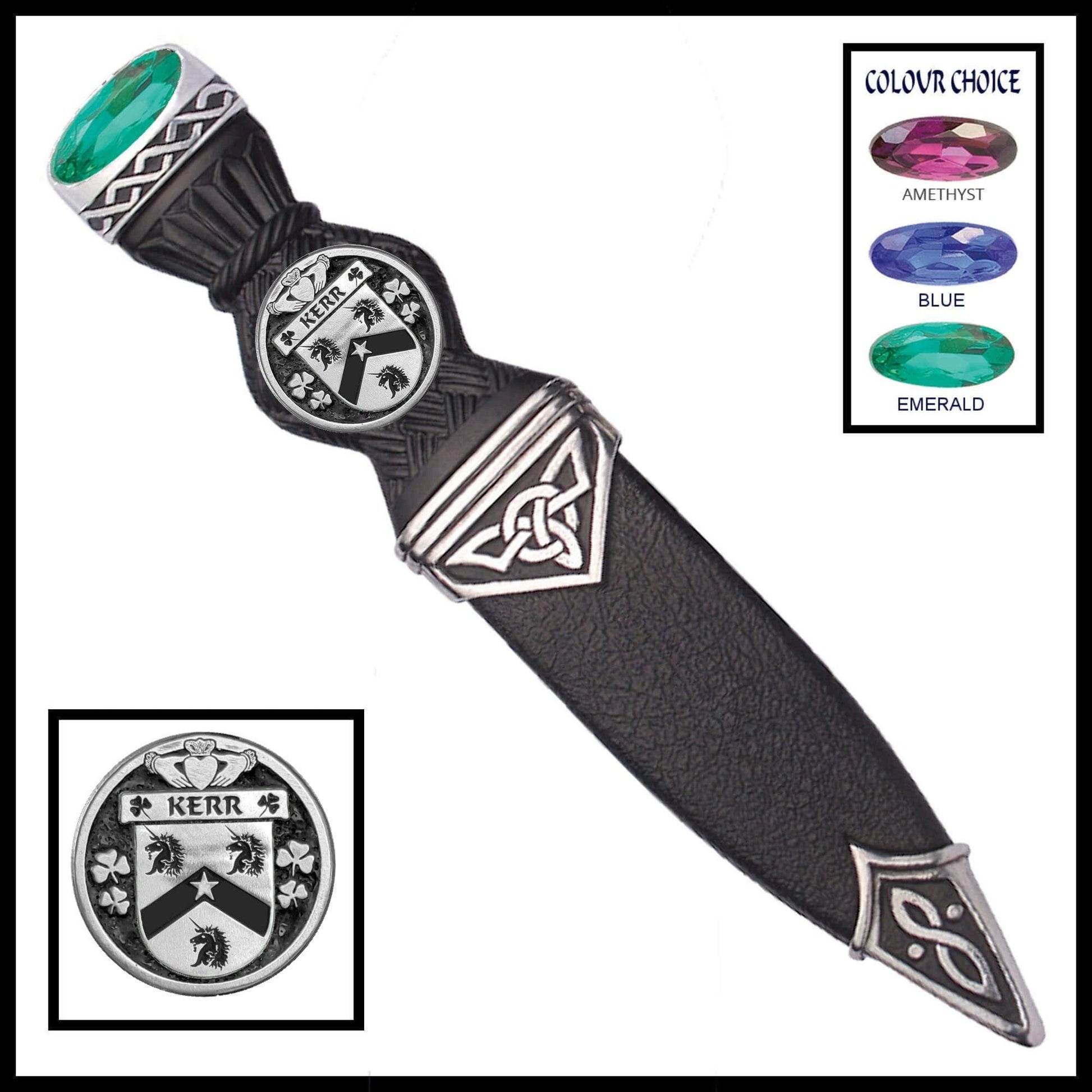 Kerr Interlace Irish Disk Coat of Arms Sgian Dubh, Irish Knife ISDCO