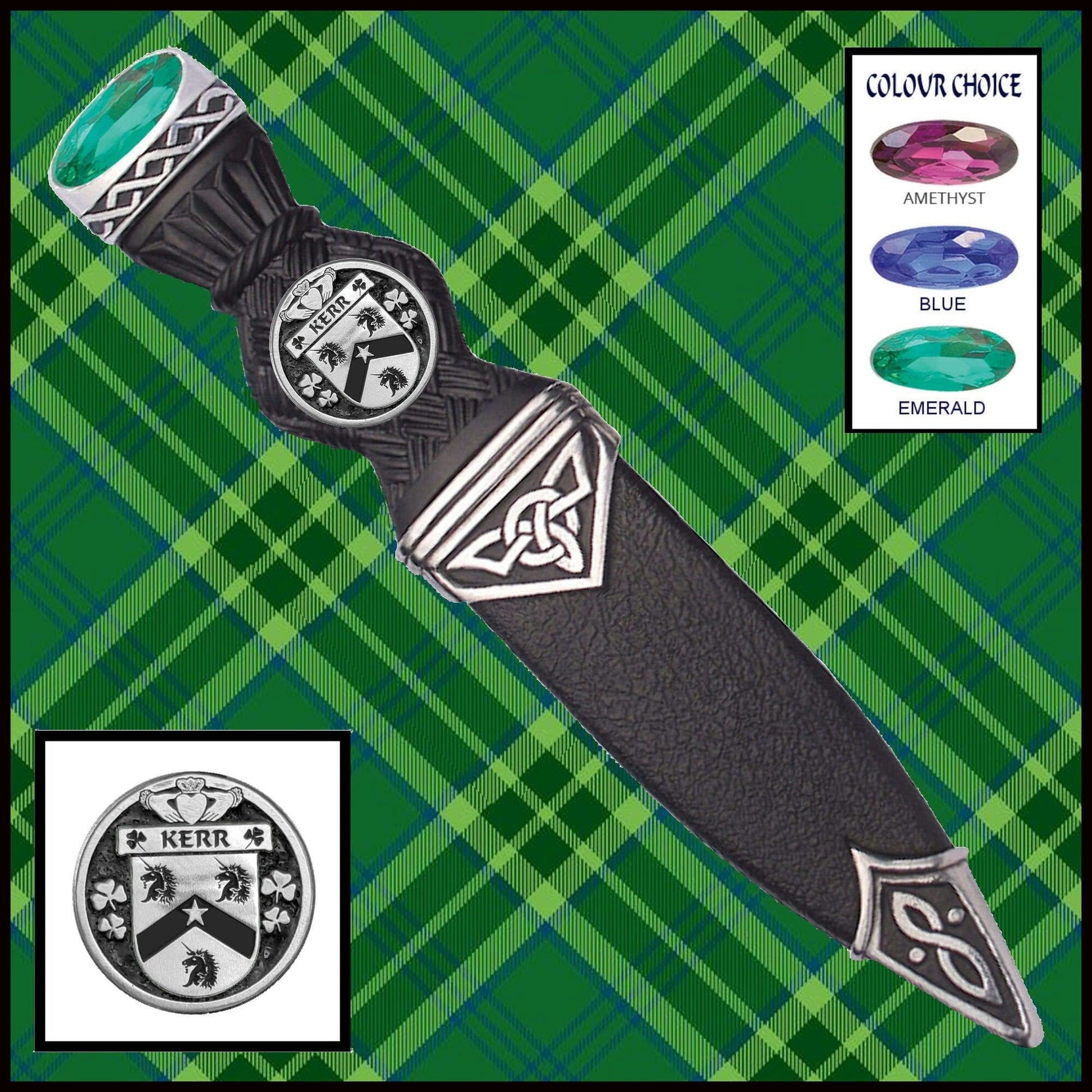 Kerr Interlace Irish Disk Coat of Arms Sgian Dubh, Irish Knife ISDCO