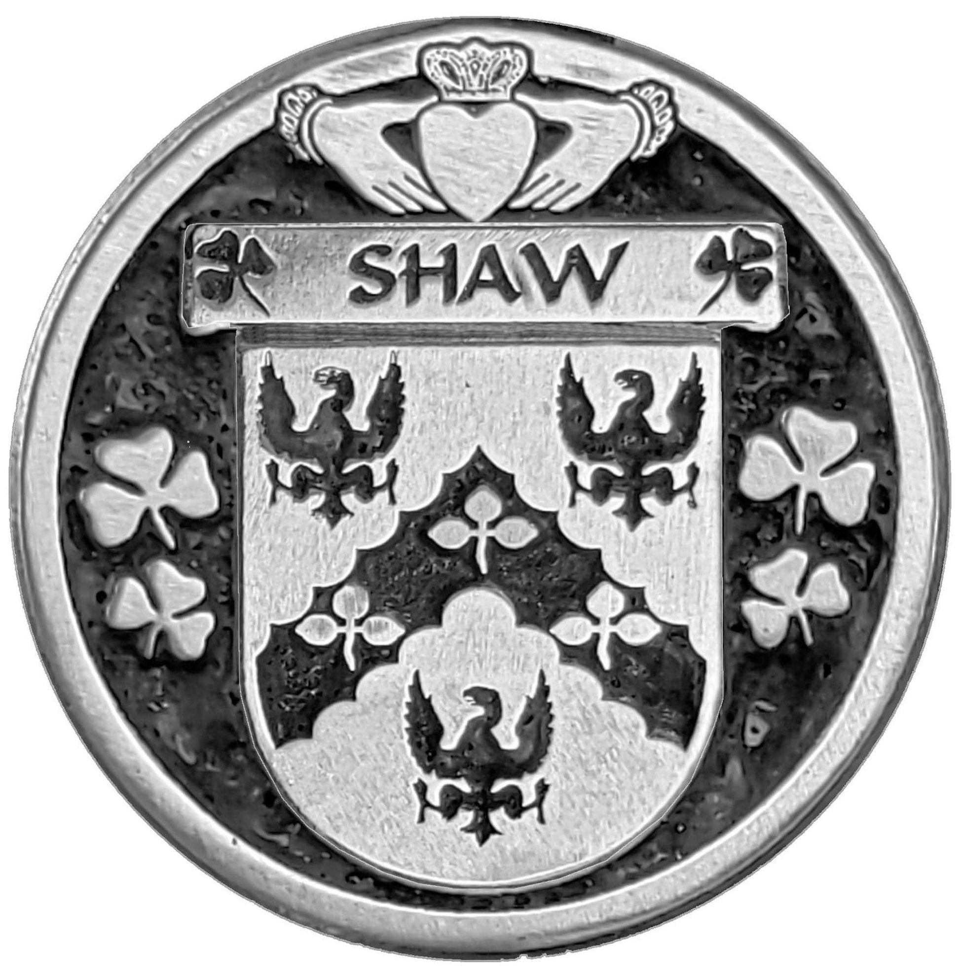 Shaw Irish Coat of Arms Disk Cuff Bracelet - Sterling Silver