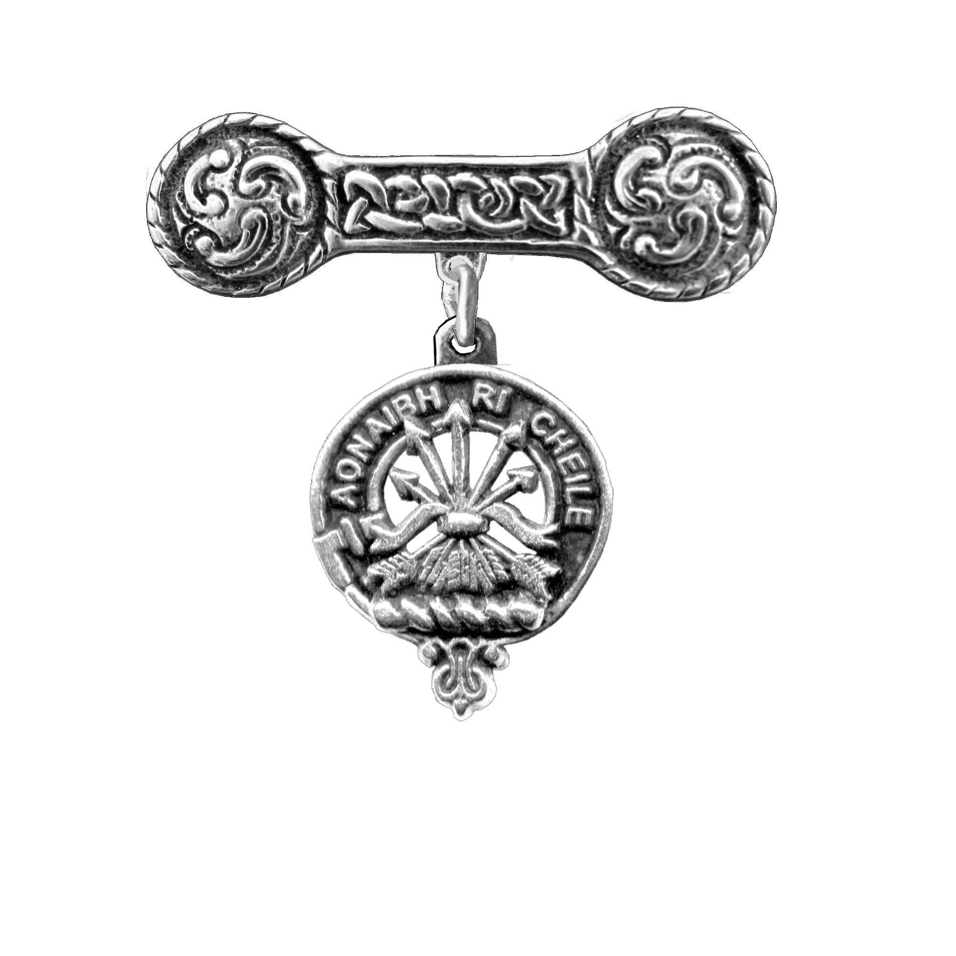 Cameron Clan Crest Iona Bar Brooch - Sterling Silver