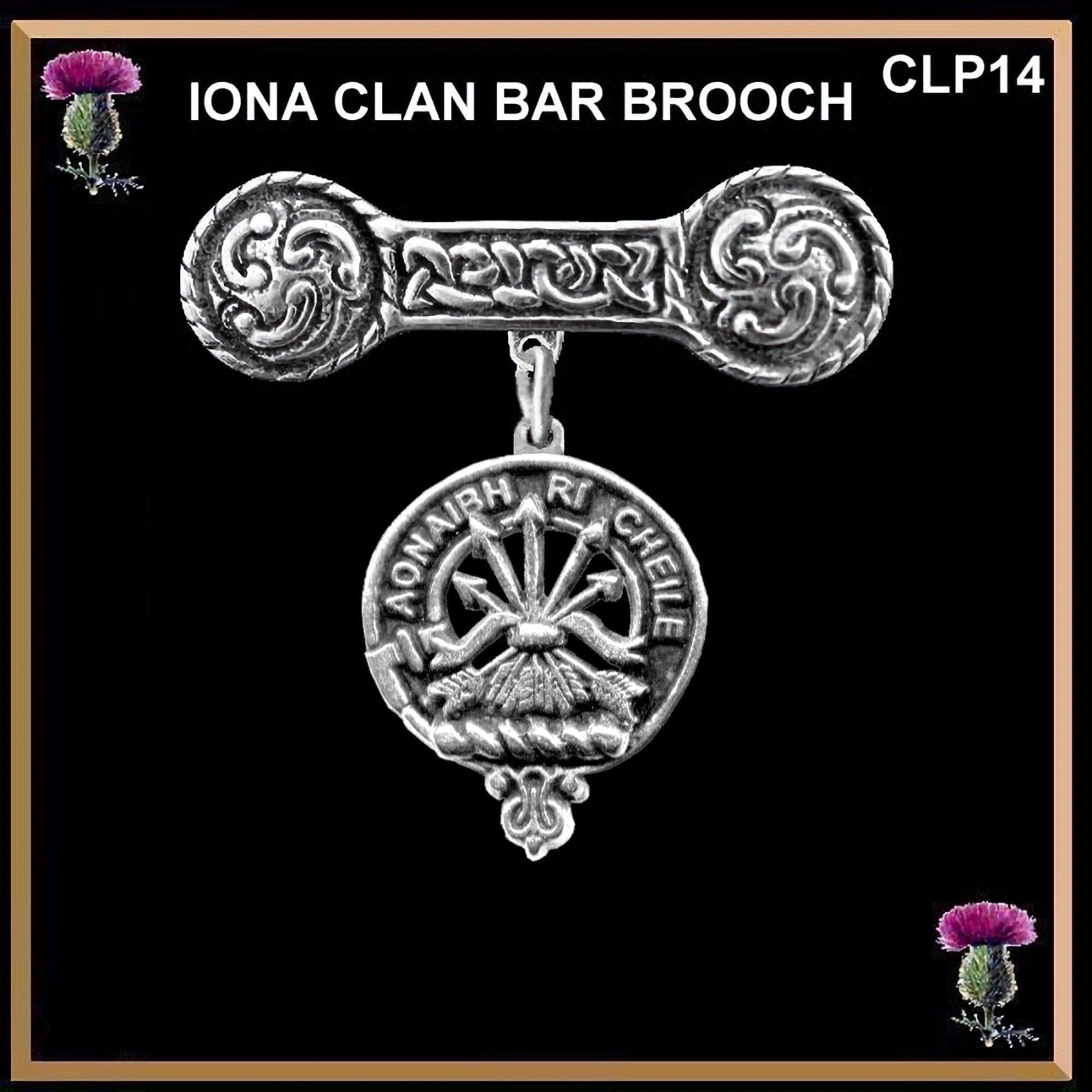 Cameron Clan Crest Iona Bar Brooch - Sterling Silver