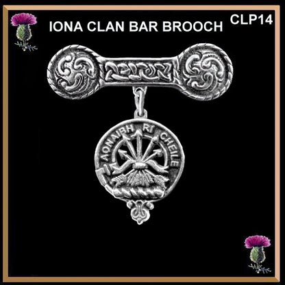 Cameron Clan Crest Iona Bar Brooch - Sterling Silver