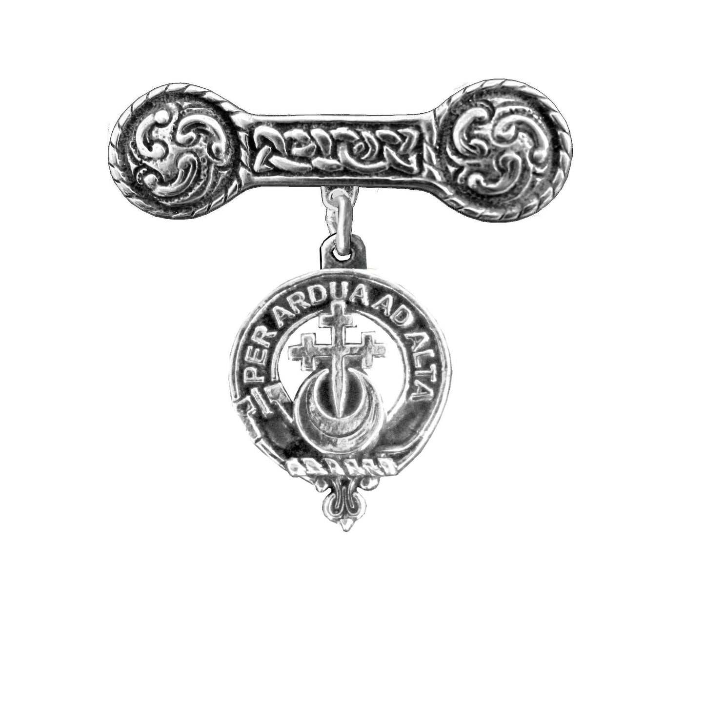 Hannay Clan Crest Iona Bar Brooch - Sterling Silver