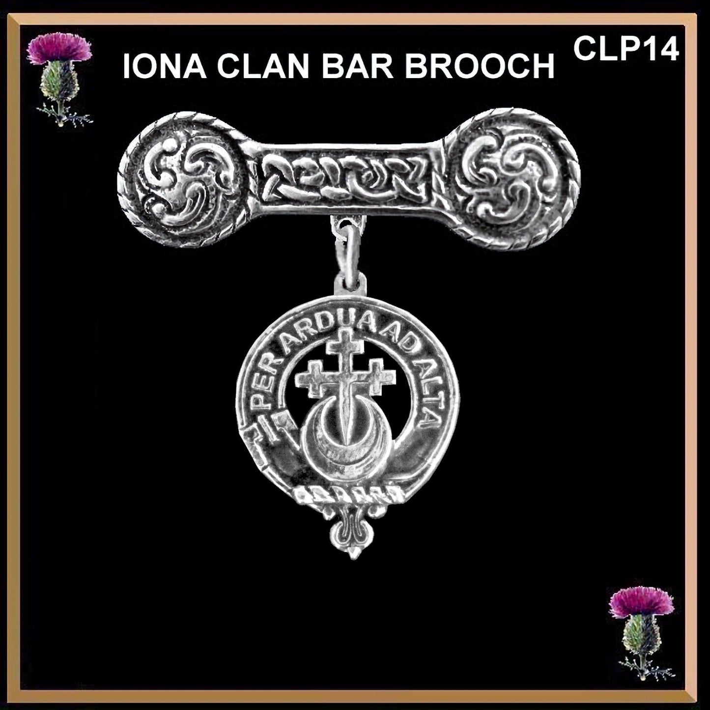 Hannay Clan Crest Iona Bar Brooch - Sterling Silver