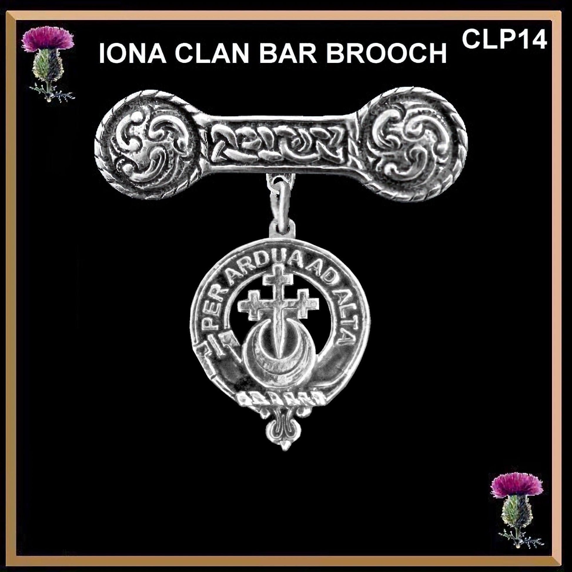 Hannay Clan Crest Iona Bar Brooch - Sterling Silver