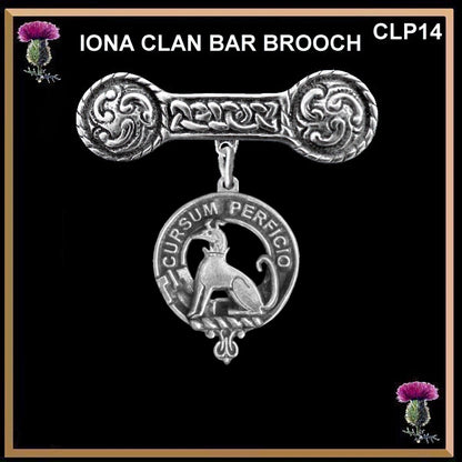 Hunter Clan Crest Iona Bar Brooch - Sterling Silver