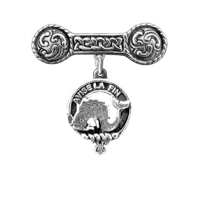 Kennedy Clan Crest Iona Bar Brooch - Sterling Silver