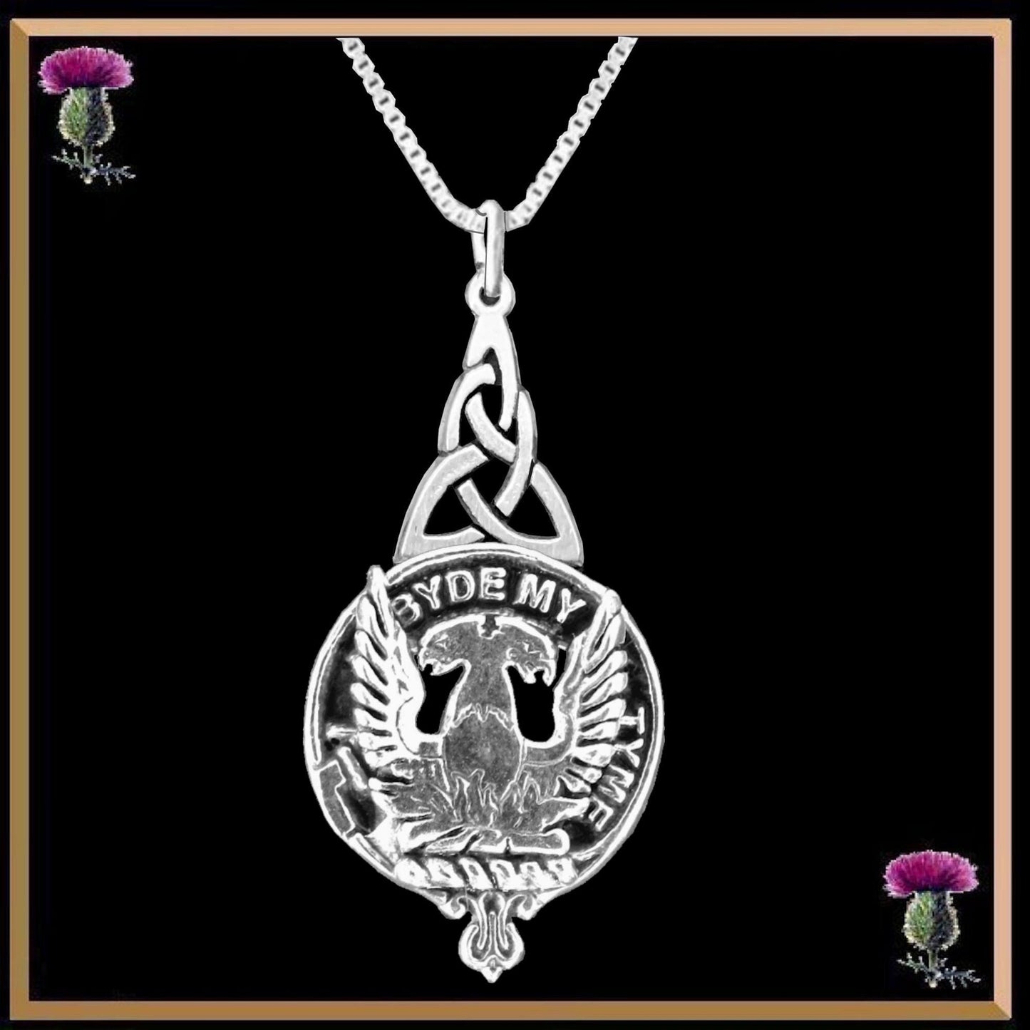 Campbell Loudoun Clan Crest Interlace Drop Pendant