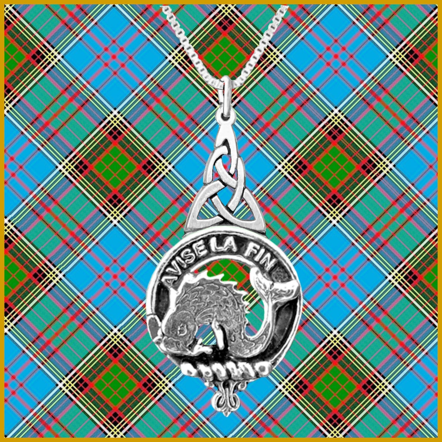 Kennedy Clan Crest Interlace Drop Pendant