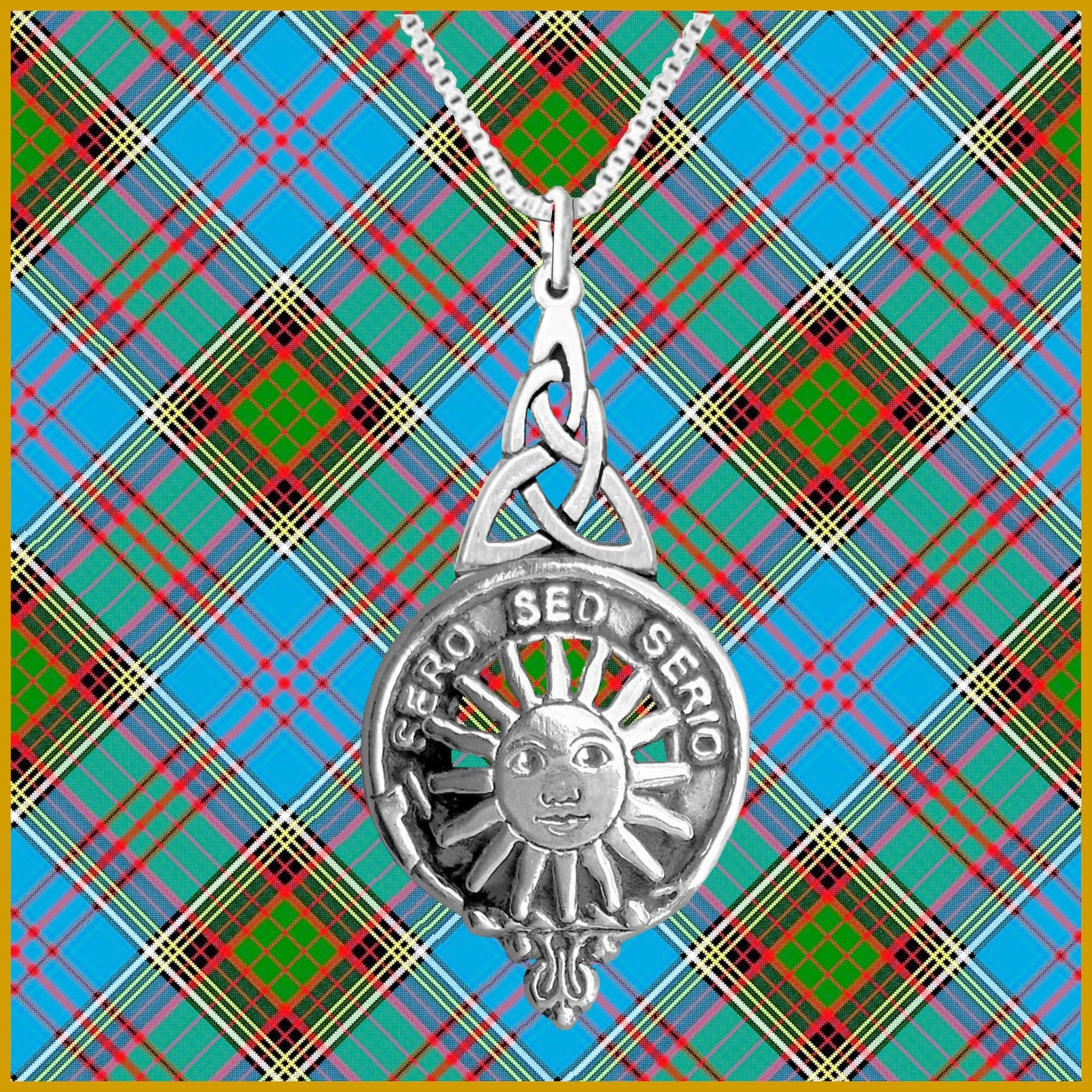 Kerr Clan Crest Interlace Drop Pendant