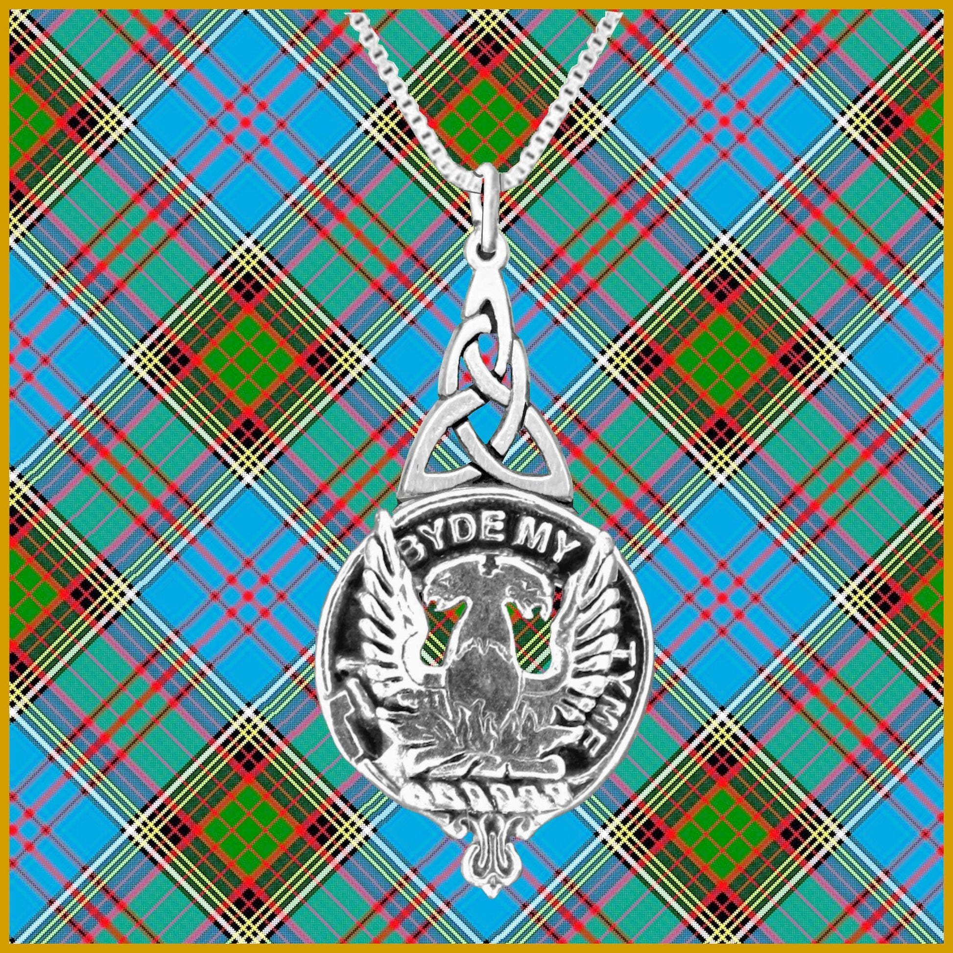 Campbell Loudoun Clan Crest Interlace Drop Pendant