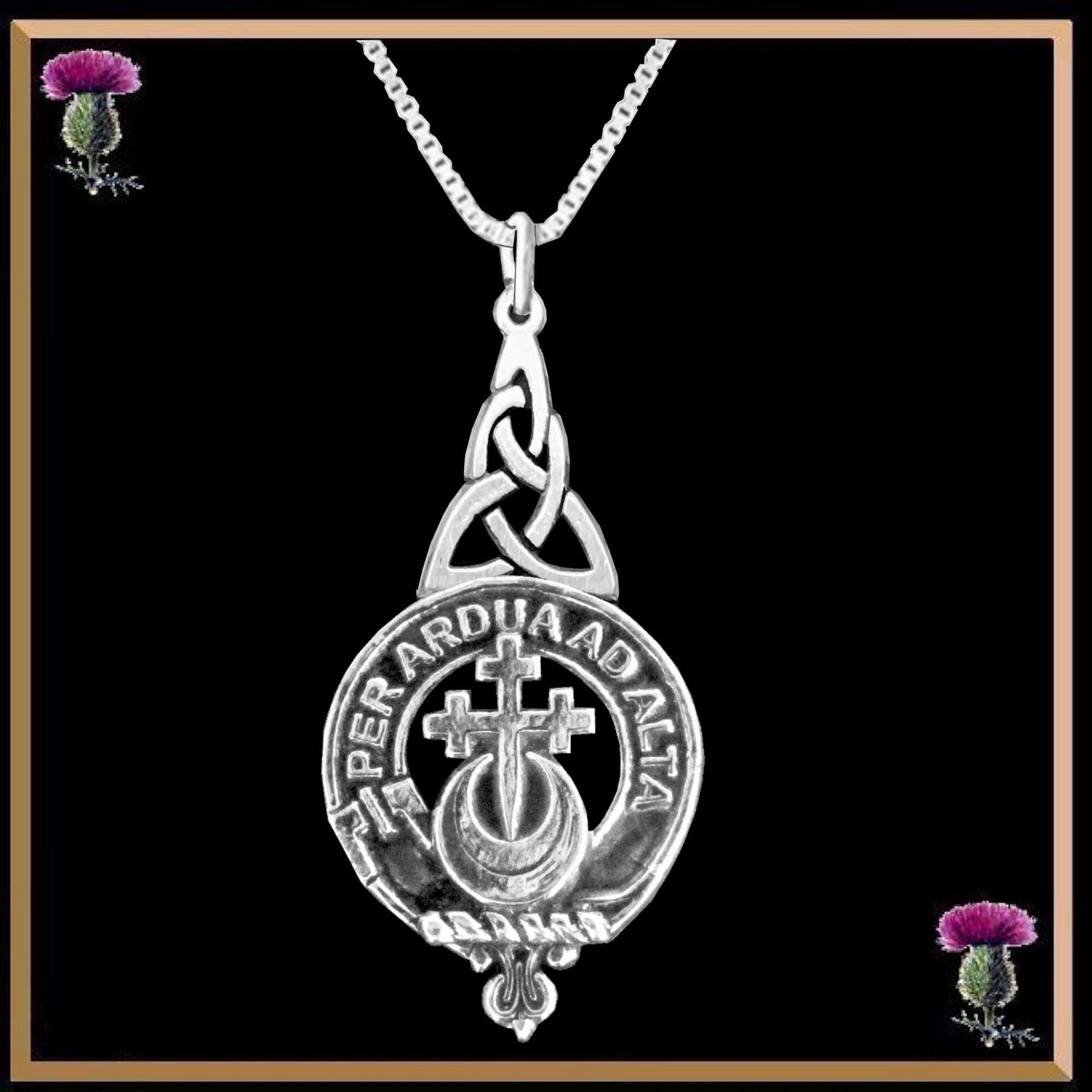 Hannay Clan Crest Interlace Drop Pendant