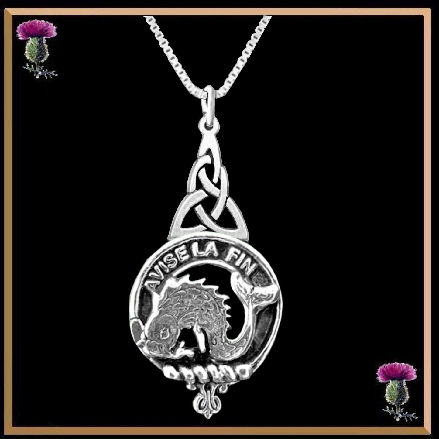 Kennedy Clan Crest Interlace Drop Pendant