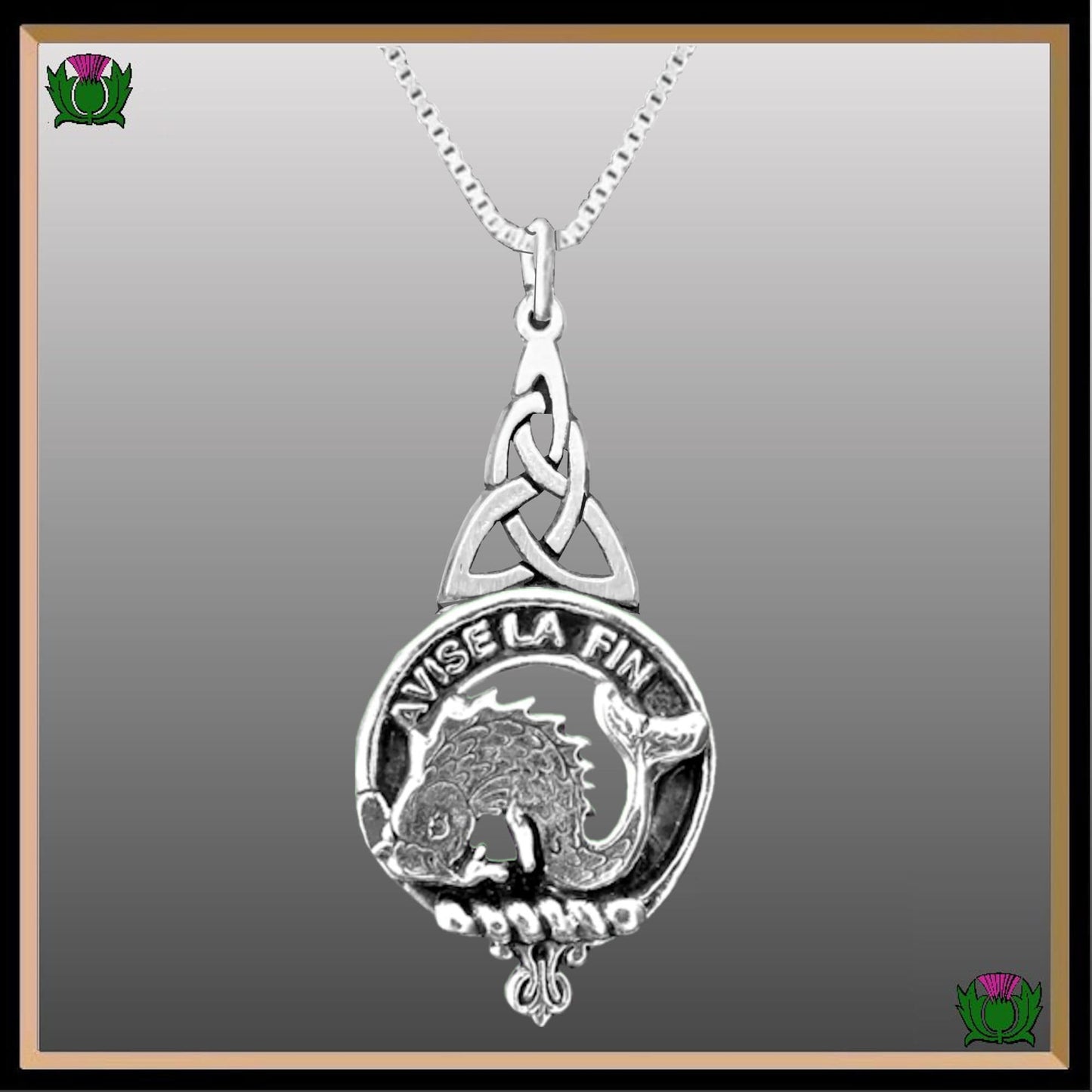 Kennedy Clan Crest Interlace Drop Pendant