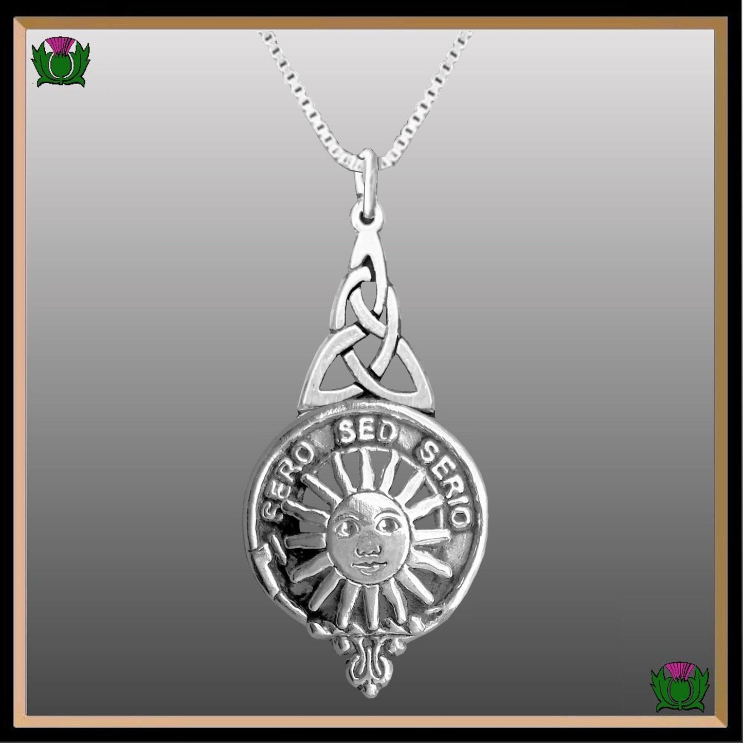 Kerr Clan Crest Interlace Drop Pendant