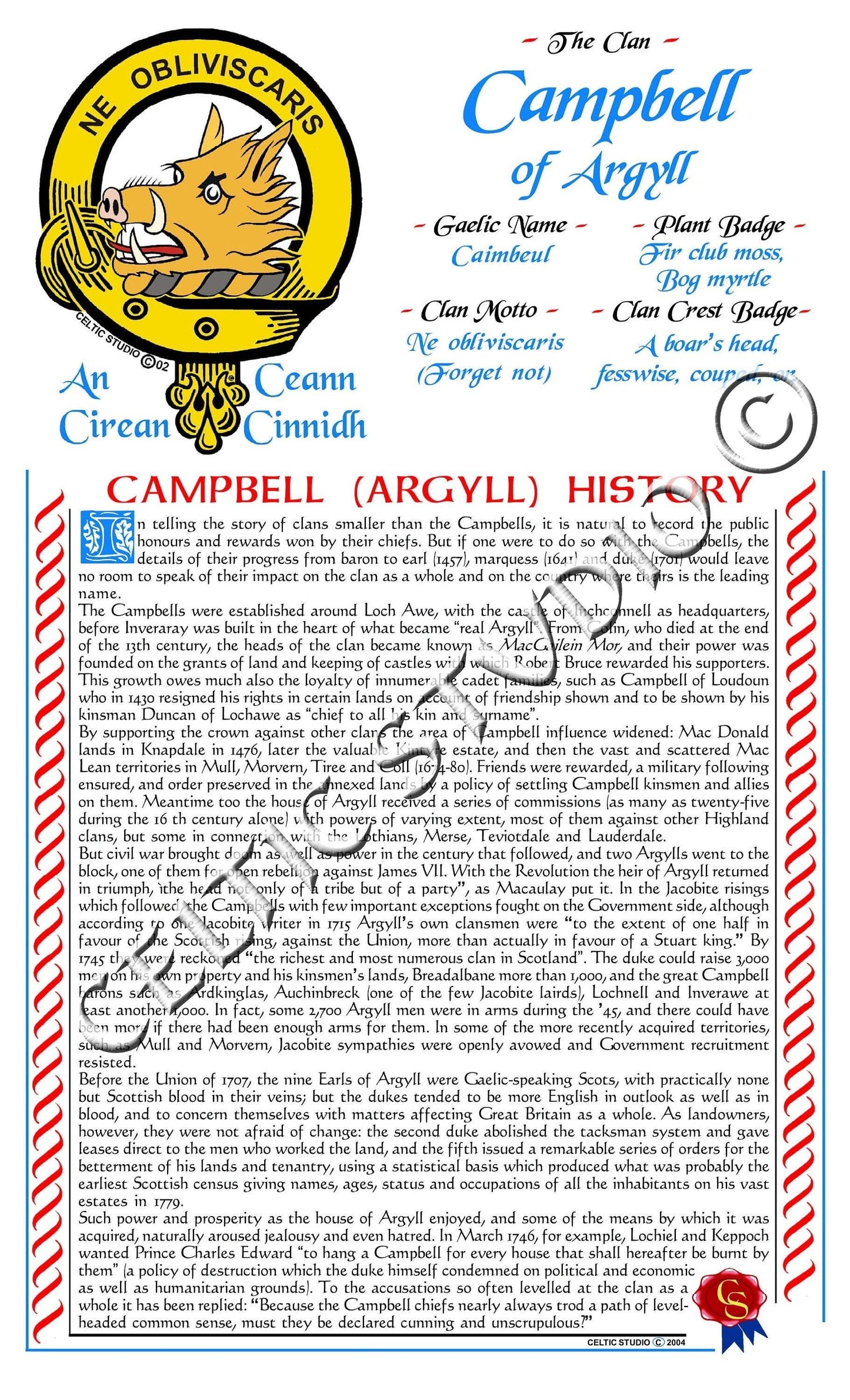 Campbell Scottish Clan History