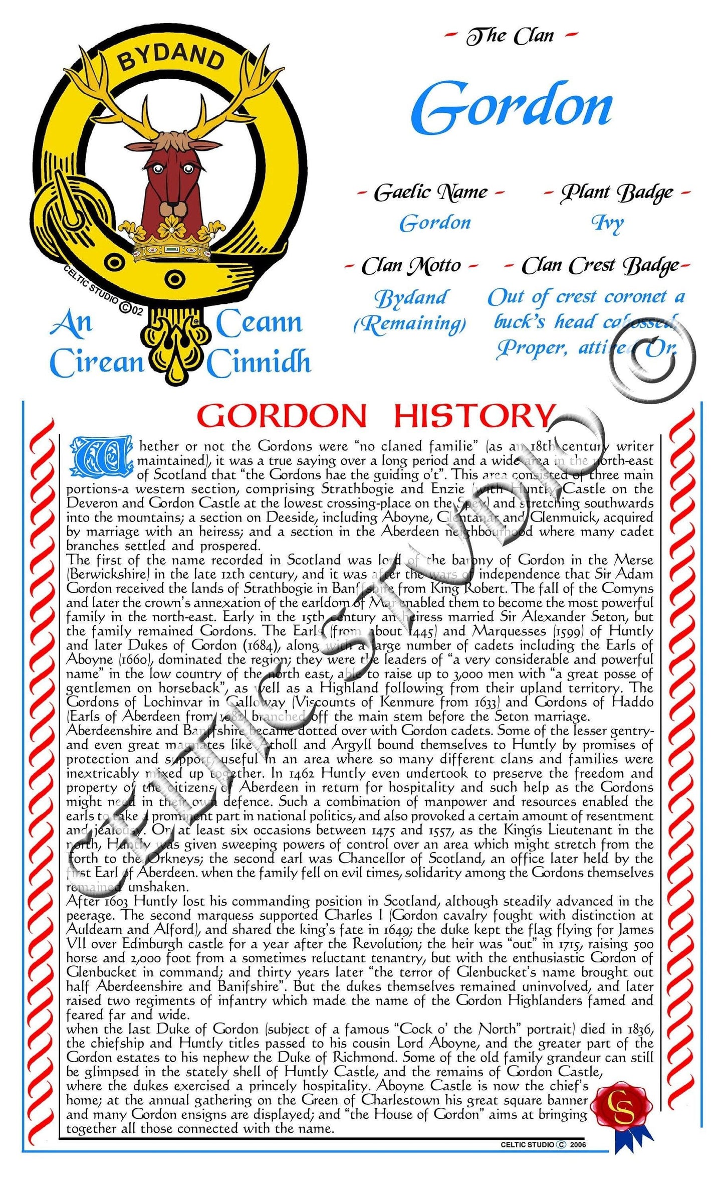 Gordon Scottish Clan History