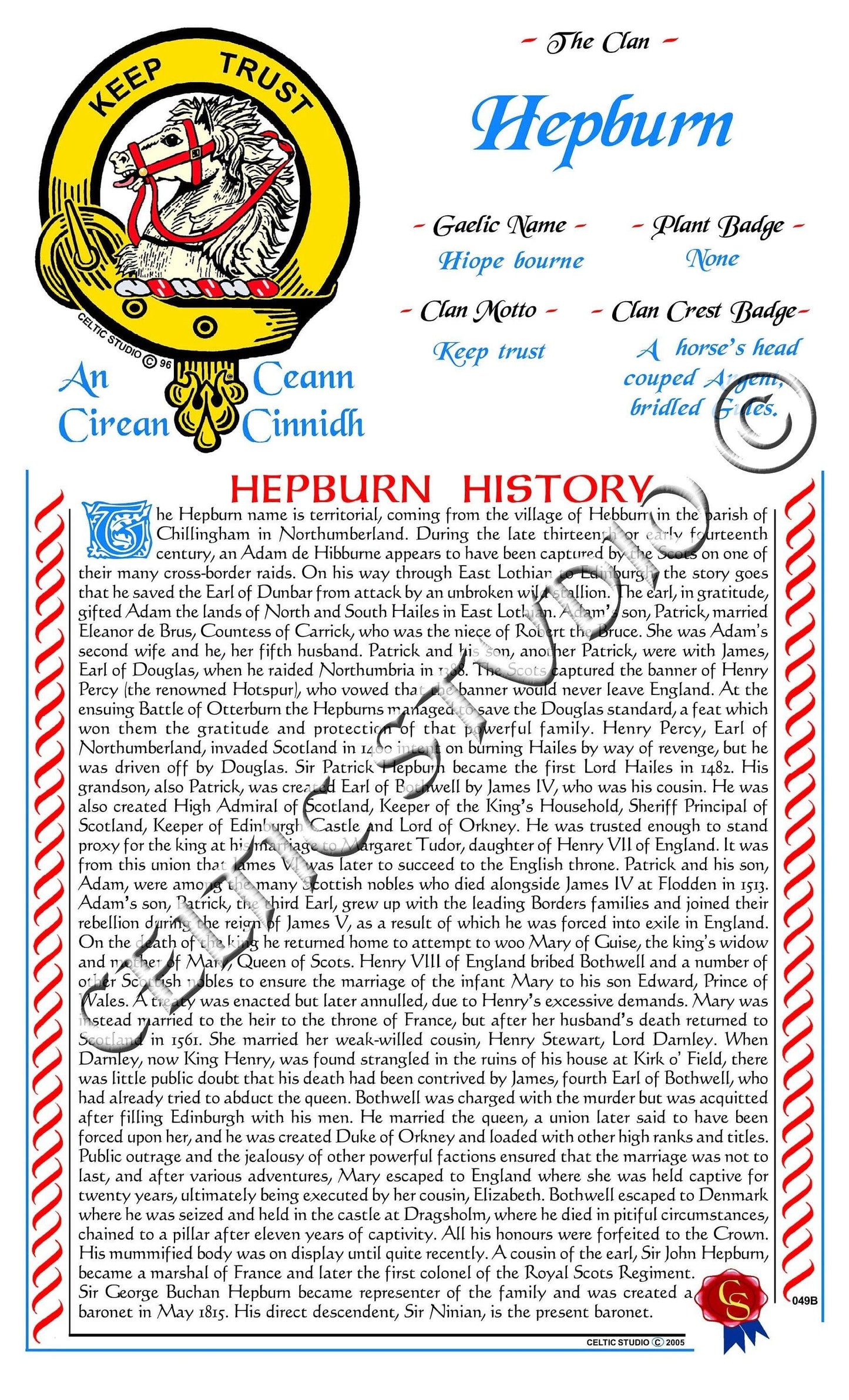 Hepburn Scottish Clan History