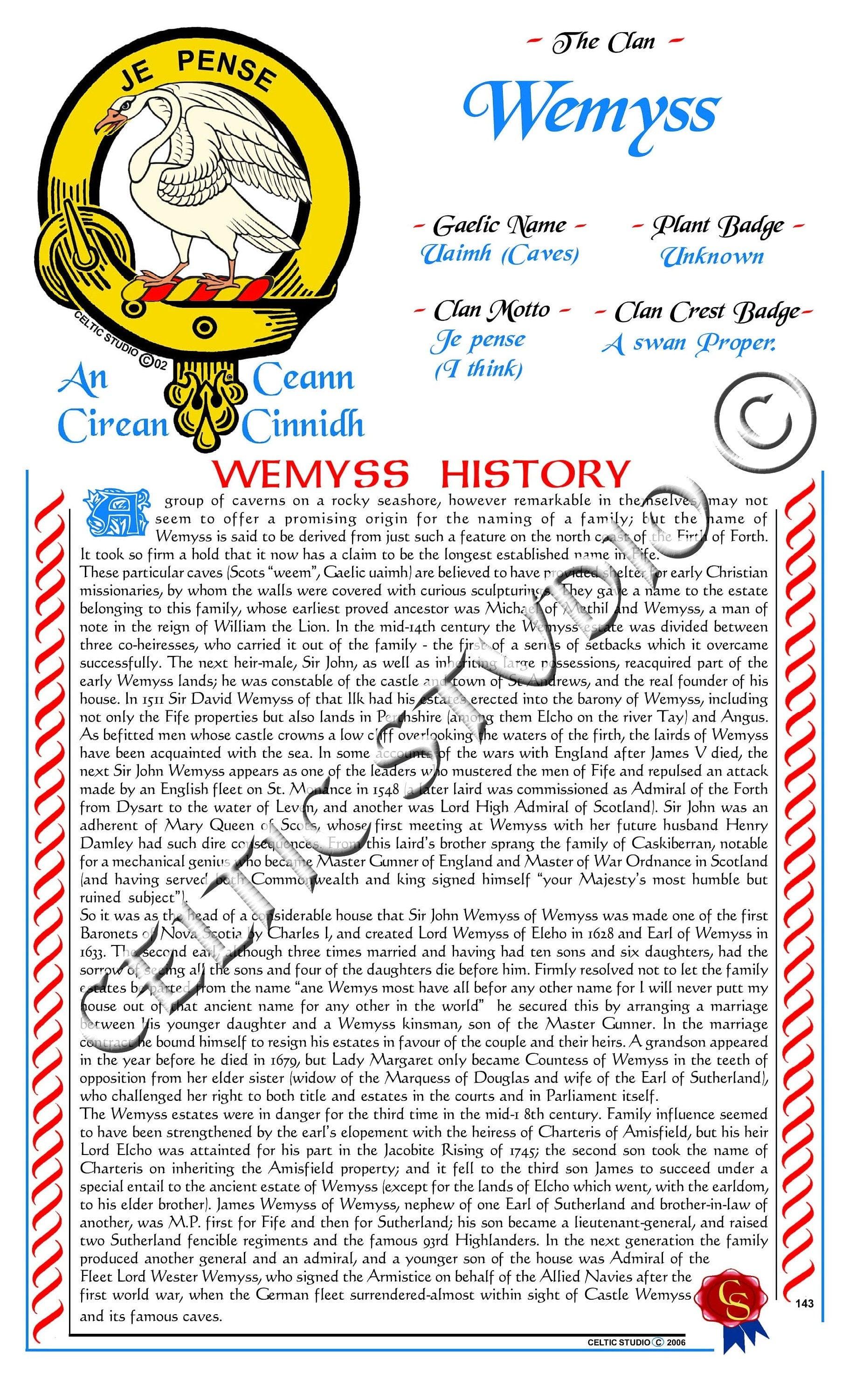 Wemyss Scottish Clan History