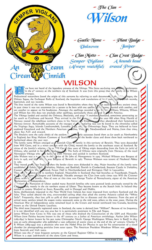 Wilson (Hound) Scottish Clan History