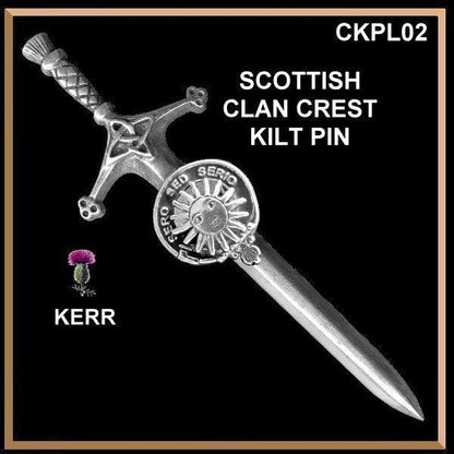 Kerr Family Clan Crest Kilt Pin, Scottish Pin