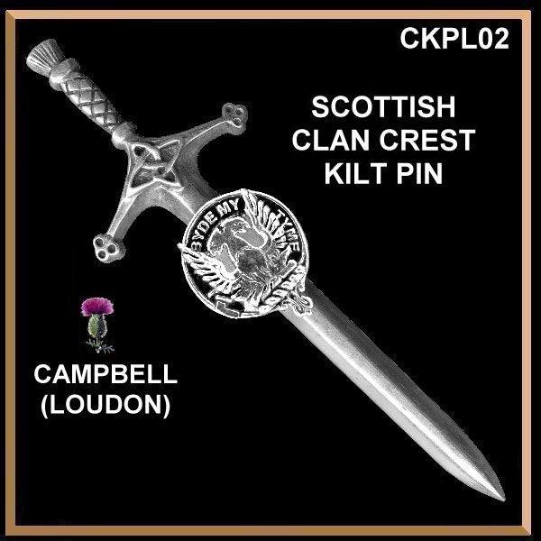 Campbell Loudoun Family Clan Crest Kilt Pin, Scottish Pin