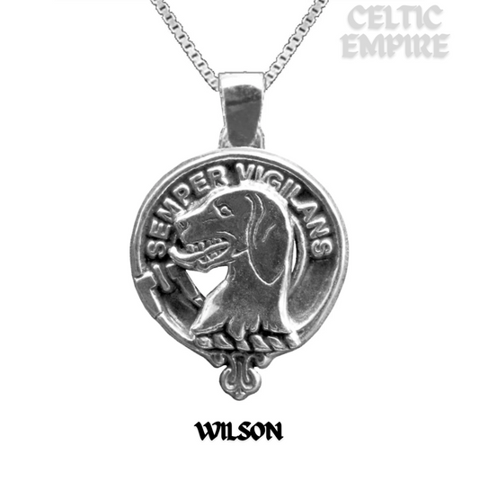 Wilson Large 1" Scottish Family Clan Crest Pendant - Sterling Silver