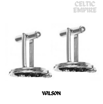 Wilson Family Clan Crest Scottish Cufflinks; Pewter, Sterling Silver and Karat Gold
