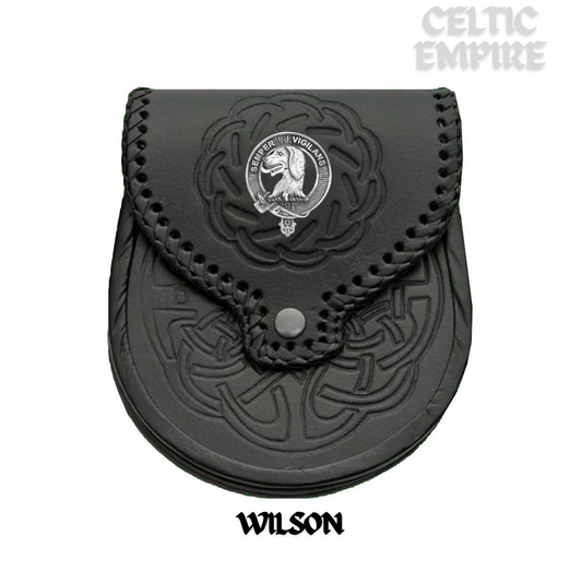 Wilson (Hound) Scottish Family Clan Badge Sporran, Leather