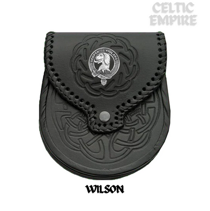 Wilson Scottish Family Clan Badge Sporran, Leather